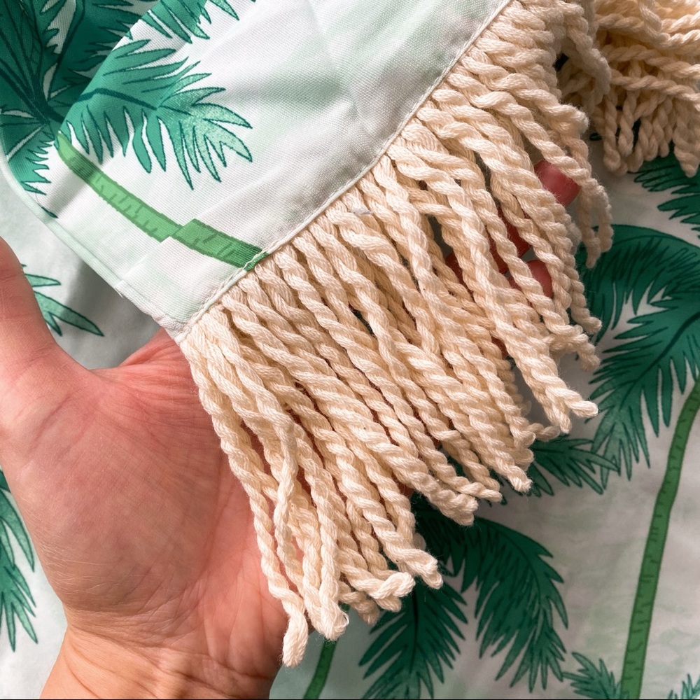 🏝 BOHO GREEN PALM PRINT FRINGE LOOSE FIT DRESS! - Picture 7 of 10